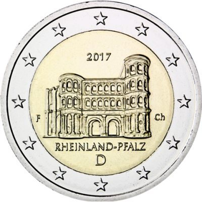 Deutschland-2Euro-2017bfr-PortaNigra-Münzzeichen-F-RS