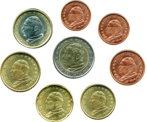 Kursmünzen Vatikan 3,88 Euro im Folder mit Papst Johannes Paul sammeln 