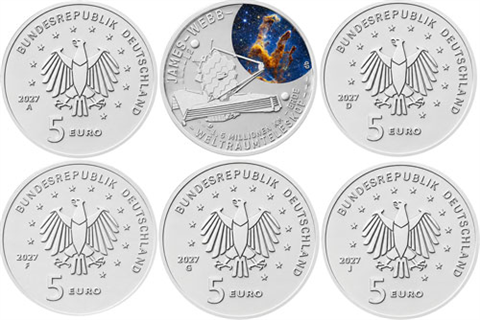 Deutschland-5x5-Euro-2027-Stgl-James-Web-RSVS-Satz