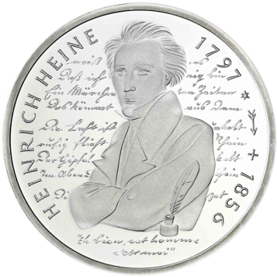 Deutschland 10 DM Silber 1997 Stgl. 200. Geburtstag von Heinrich Heine I