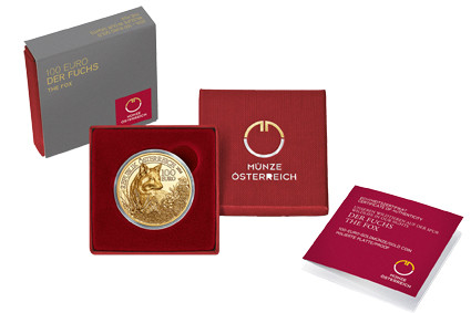 Östereich 100 Euro 2016 Gold  PP Fuchs - Unseren Wildtieren auf der Spur 