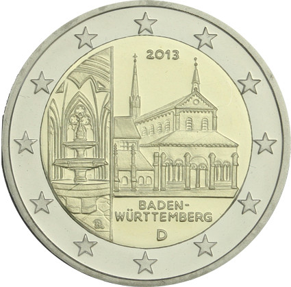 - Deutsche Bundesländer 2 Euro Sondermünzen - Baden Württemberg mit dem Kloster Maulbronn.