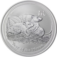 1 Oz Silbermünze Australien Lunar 2 "Jahr der Maus" 2008