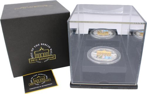 Cook Islands-25 Dollar-2009-AGpp-20.Jahre Fall der Mauer-EtuiI