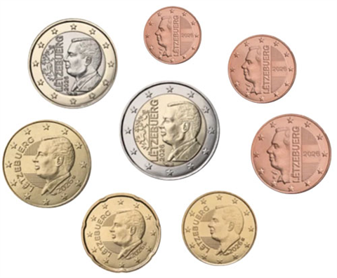 Luxemburg-1-Cent--2-Euro-2026-Kursmünzen-neues-Motiv-RS