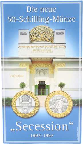 Österreich-50Schilling-1997-Bimetall-Wiener Secession-Folder front