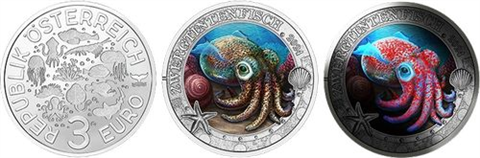 Österreich-12x3 Euro-2022-2025-Meereswelten-Set BuchI