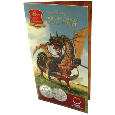 Österreich-10-Euro-2011-Silber-Hgh-Der-Lindwurm-in-Klagenfurt-Folder