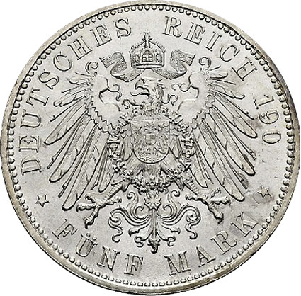 J. 130 Sachsen 5 Mark 1903-04  König Georg