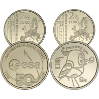 Belgien-2-x-2,5-Euro-2025---Street-Art-Bue-&-50-Jahre-ESA---Messingmünzen