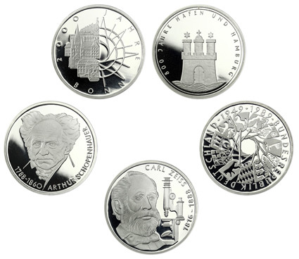 BRD 10 DM Gedenkmünzen PP in Silber
