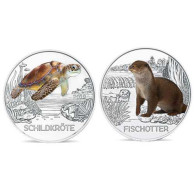 Oesterreich 3 Euro Set Fischotter und Schildkroete 2019