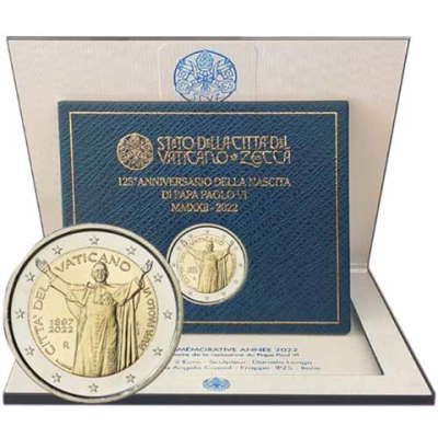 Vatikan-2Euro-2022-Stgl-125.GeburtstagVonPapstPaulVI-Folder