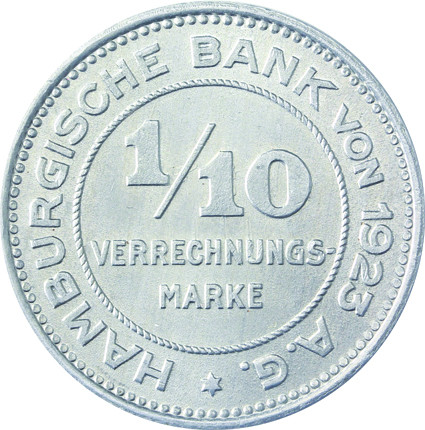 Verrechnungsmarken Hamburger Bank : N 35 - 1/100  und N 36  -  5/100 und N 37 - 1/10