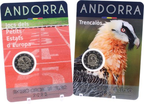 Andorra-2x2 Euro-2025-Stgl-Staaten Bartgeier-Set-Coincards
