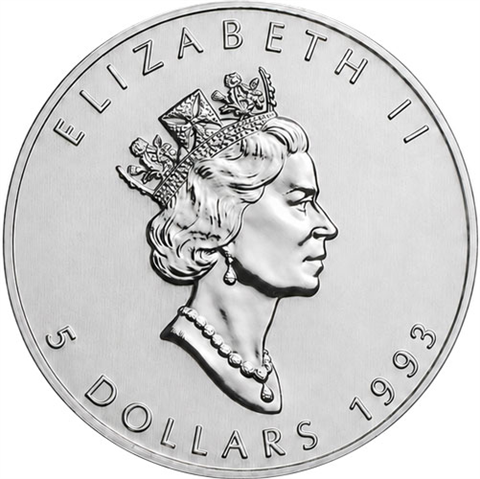 Kanada-5-Dollar-1993-1-Unze-Silber-Maple-Leaf-RS