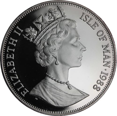 Isle of Man-1 Crown-1988- AGpp-Manx Katze-RS