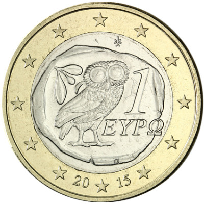 Kursmünze aus Griechenland 1 Euro 2015 bfr. Eule auf der Tetradrachm