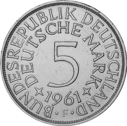  5 DM-Münzen aus 625er Silber ab 1951 J.387 Silberadler Heiermann 