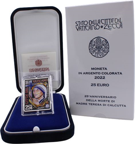 Vatikan-25Euro-2022-AGpp-Teresa-Etui