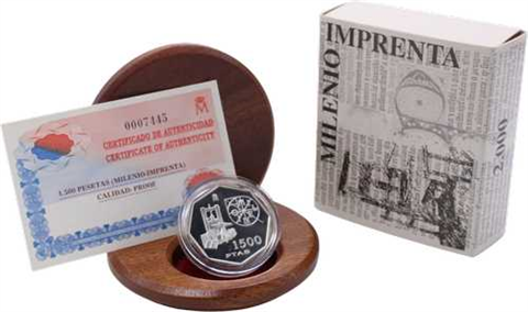 Spanien-1500 Ptas-2000-PP-Milenio Imprenta-Etui