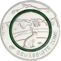 Neue 5 Euro Münze 2019  Gemäßigte Zone Polymering Grün Feldhase 