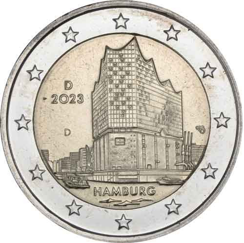 2Euro-Münze-Elbphilharmonie-Hamburg-Deutschland-2023-D