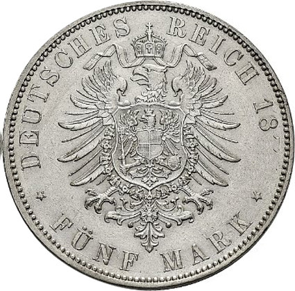 J.122 Sachsen 5 Mark 1875 - 1889 König Albert 