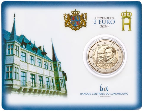 Luxemburg 2 Euro 2020 Henri von Oranien-Nassau Coincard