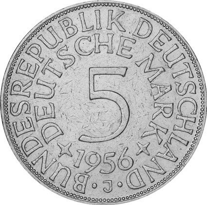 5 DM-Münzen aus 625er Silber ab 1951 J.387 Silberadler Heiermann