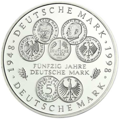 Deutschland 10 DM Silber 1998 Stgl. 50 Jahre Deutsche Mark I