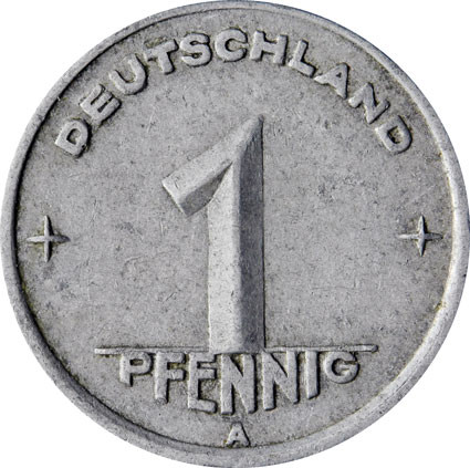 Kursmuenzen der DDR 1 Pfennig 1948 erste Pfennige bestellen bei Histoira Hamburg 