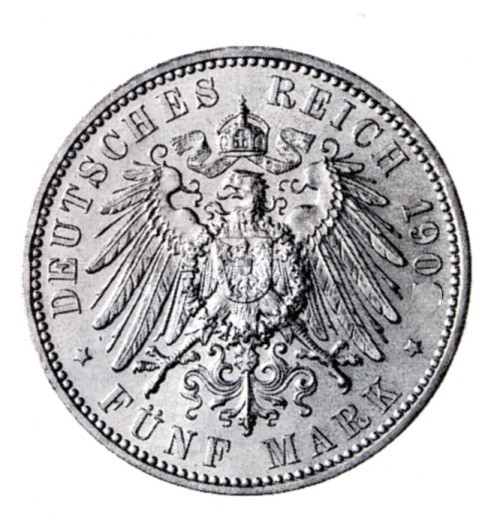 J.33  Baden  5 Mark 1902-1907  Friedrich  I.  Sonderpreis