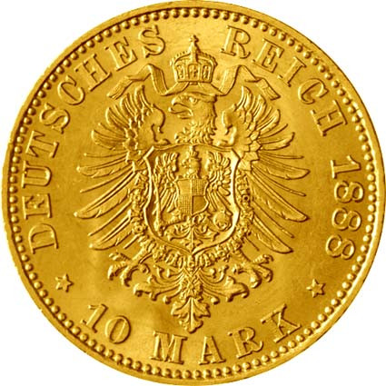 Preußen 10 Mark Goldmünze 1888 Friedrich III – Jäger 247