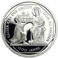 Deutschland-10-DM-Silber-2000-PP-Karl-der-Grosse-und-der-Dom-zu-Aachen-I
