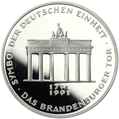 Deutschland 10 DM Silber 1991 PP  Brandenburger Tor II (2)