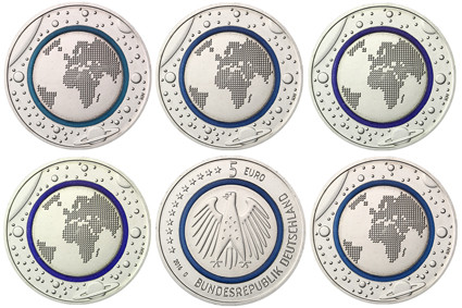 5 Euro Erde Münzen Satz Münzzeichen A - j