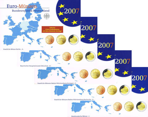 Deutschland 5 x  5,88 Euro 2007  KMS PP Mzz. A - J Münzkatalog bestellen 