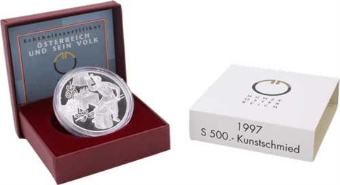 Österreich-500Schilling-1997-AGpp-Kunstschmied-Etui