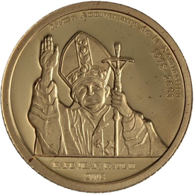 Kongo-20 Francs-2003-AUpp-Papst und Löwe-RS