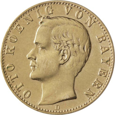 Reichsgold J.198 - Bayern 10 Mark 1888 ss König Otto