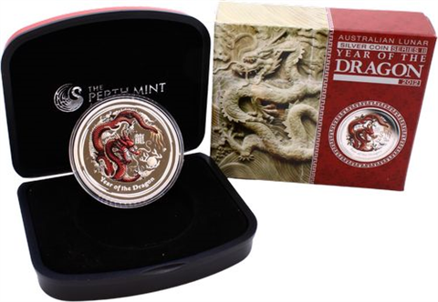 Australien-1 Dollar-2012-AGpp-Lunar II Drache-Farbe-RS