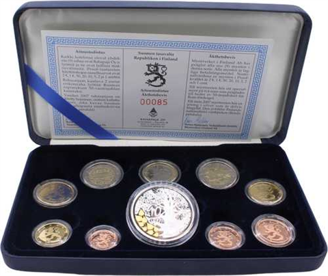 Finnland-5,88 Euro+Medaille-2007-PP-KMS-Etui