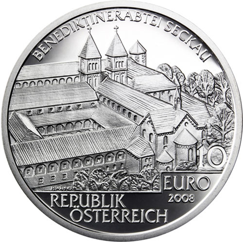 Österreich-10-Euro-2008-Silber-PP-Seckau-Etui