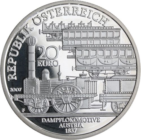 Österreich-6x20Euro-2007-2009-AGpp-Eisenbahn-EtuiI