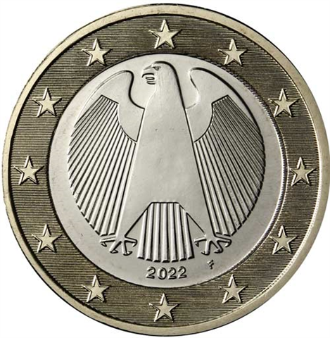 Deutschland-1Euro-2022-bfrcu-Kursmünze-F