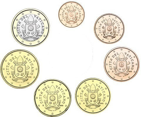 Vatikan Kursmünzen 2018 1 Cent bis 1 Euro Papst Franziskus  Wappen Stempelglanz 