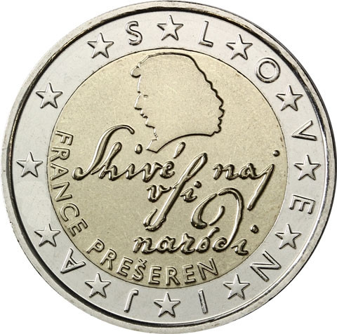 Kursmünze aus Slowenien 2 Euro 2017 France Preseren Gedenkmünzen Sondermünzen Banknoten Zubehör Münzkatalog bestellen 