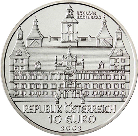 Österreich-10-Euro-2002-Silber-bfr-Schloss-Eggenberg-RS