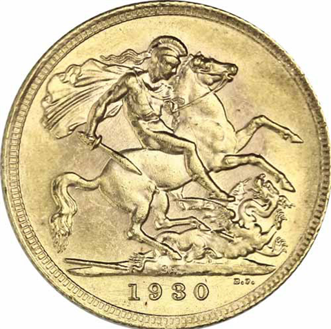 Großbritannien-1Pfund-1910-1936-Au-ss-KönigGeorgV-Sovereign-Goldmünze-RS